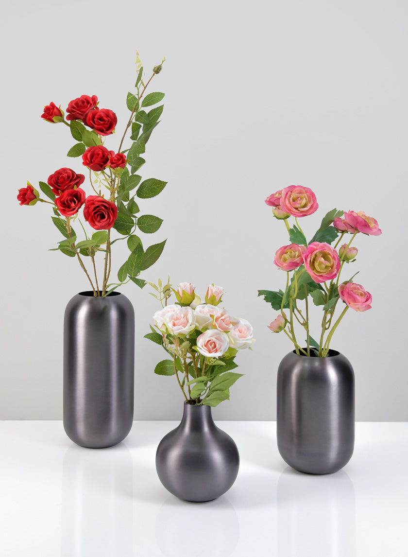 9in Tall Oviedo Stainless Steel Platinum Bullet Vase Decor Jamali-garden