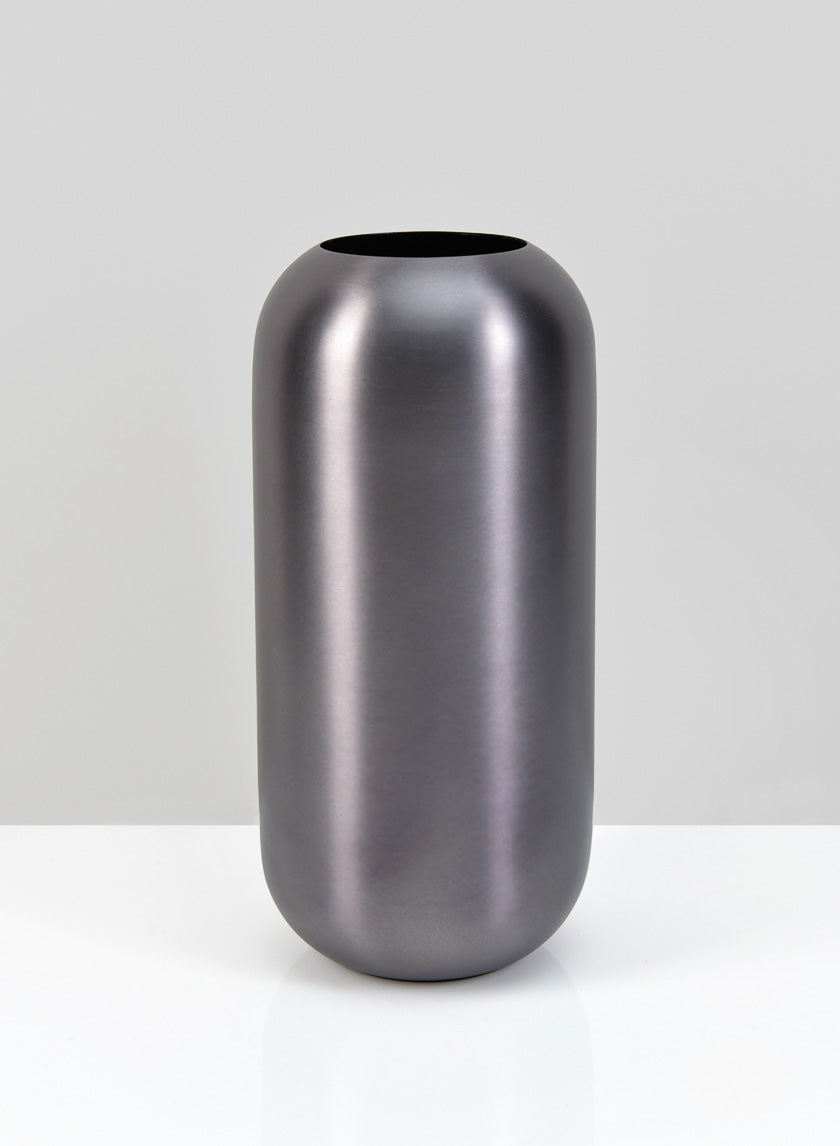 9in Tall Oviedo Stainless Steel Platinum Bullet Vase Decor Jamali-garden