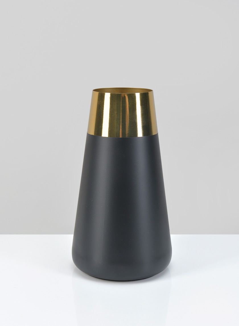 Zaragoza Stainless Steel Black &amp; Gold Vase Decor Jamali-garden