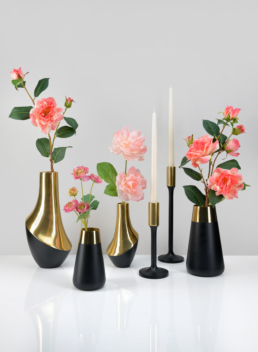 Zaragoza Stainless Steel Black &amp; Gold Vase Decor Jamali-garden