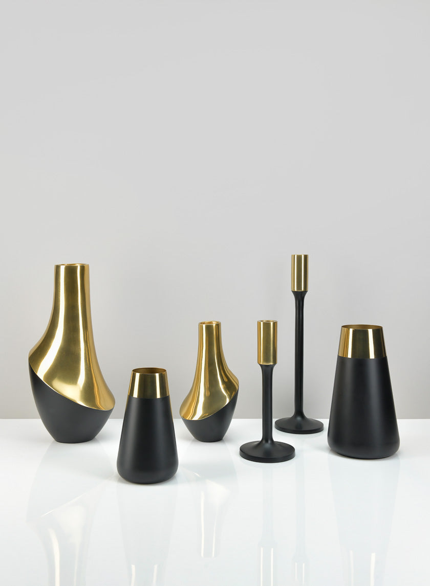Zaragoza Stainless Steel Black &amp; Gold Vase Decor Jamali-garden