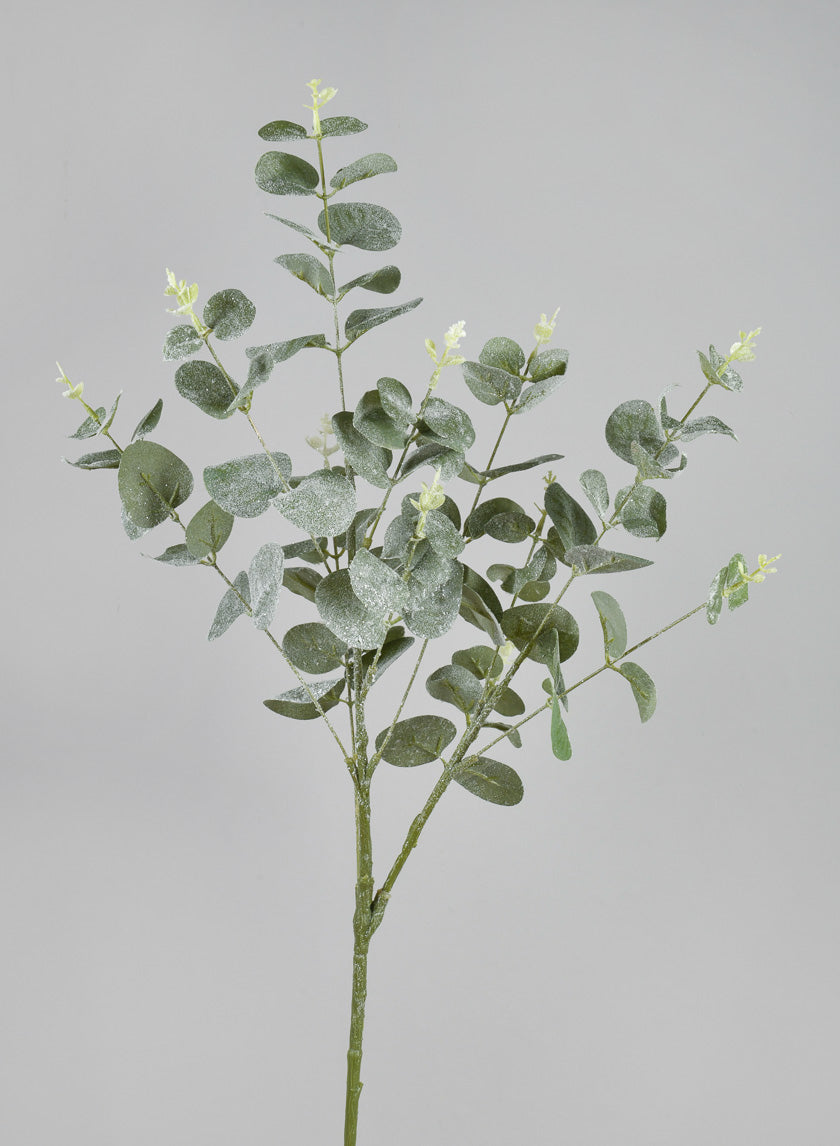 33in Long Glitter Frost Eucalyptus Leave Spray Decor Jamali-garden
