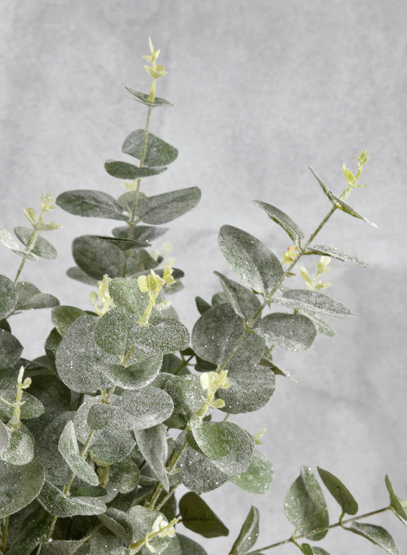 33in Long Glitter Frost Eucalyptus Leave Spray Decor Jamali-garden