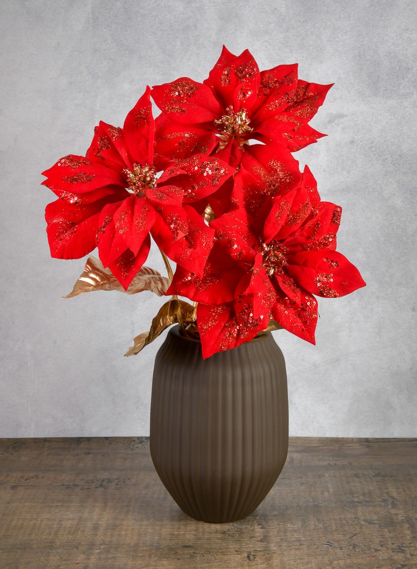 26in Long Red Poinsettia Spray Decor Jamali-garden