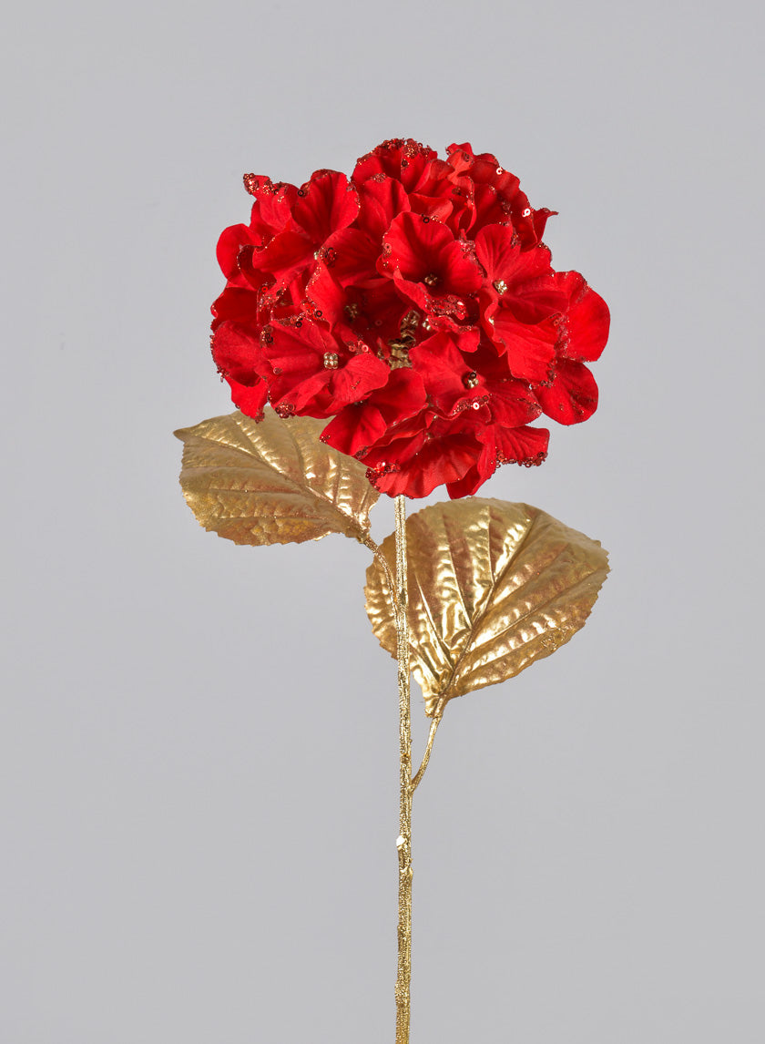 26in Long Red Hydrangea Spray Decor Jamali-garden