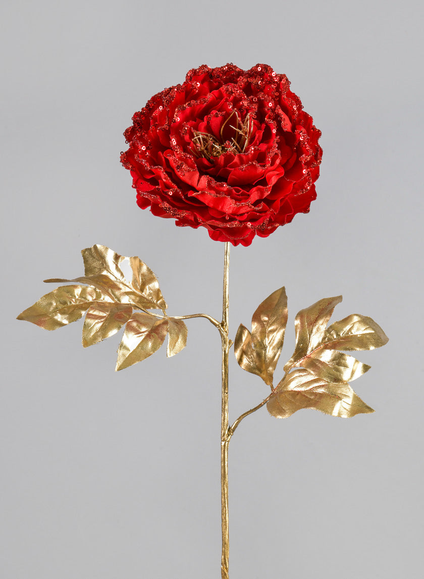 16in Long Red Peony Spray Decor Jamali-garden