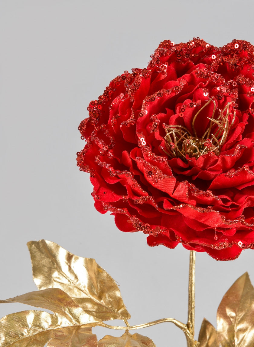 16in Long Red Peony Spray Decor Jamali-garden