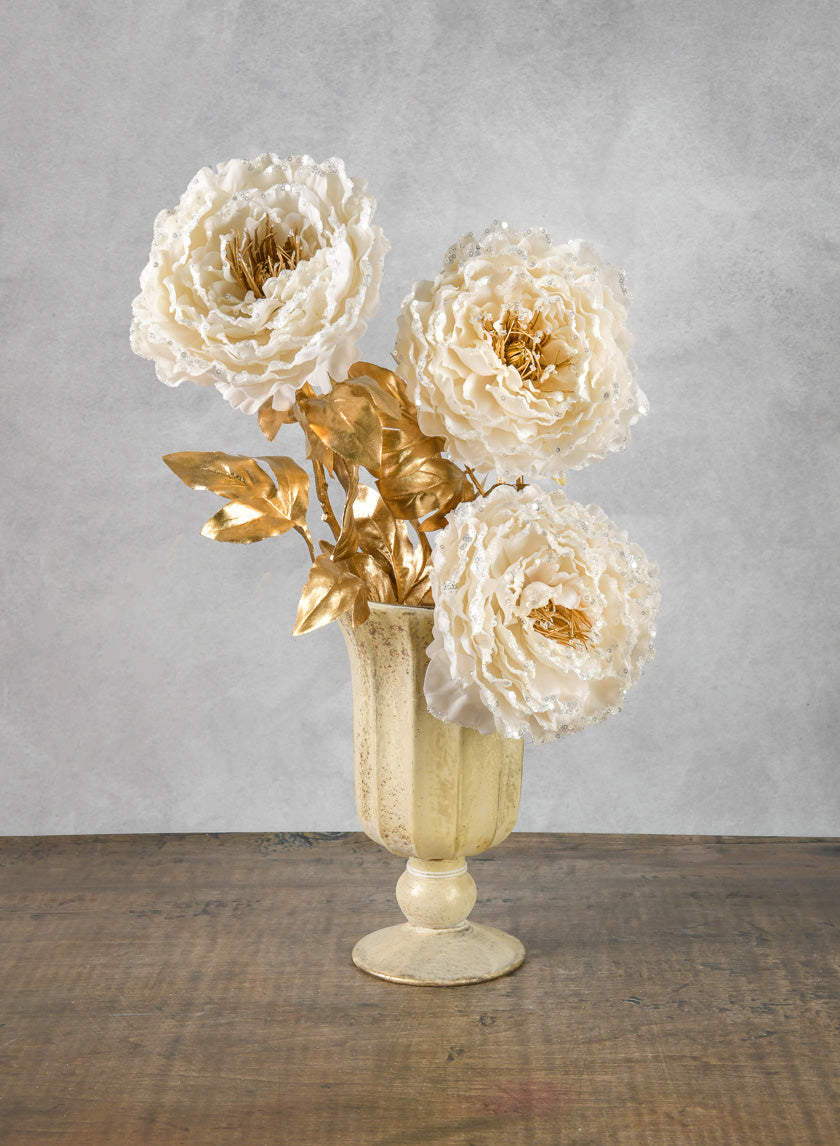 16in Long White Peony Spray Decor Jamali-garden