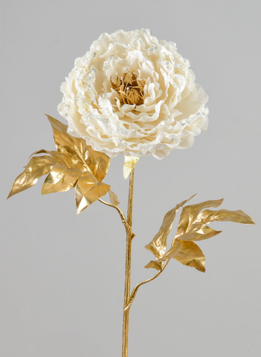 16in Long White Peony Spray Decor Jamali-garden