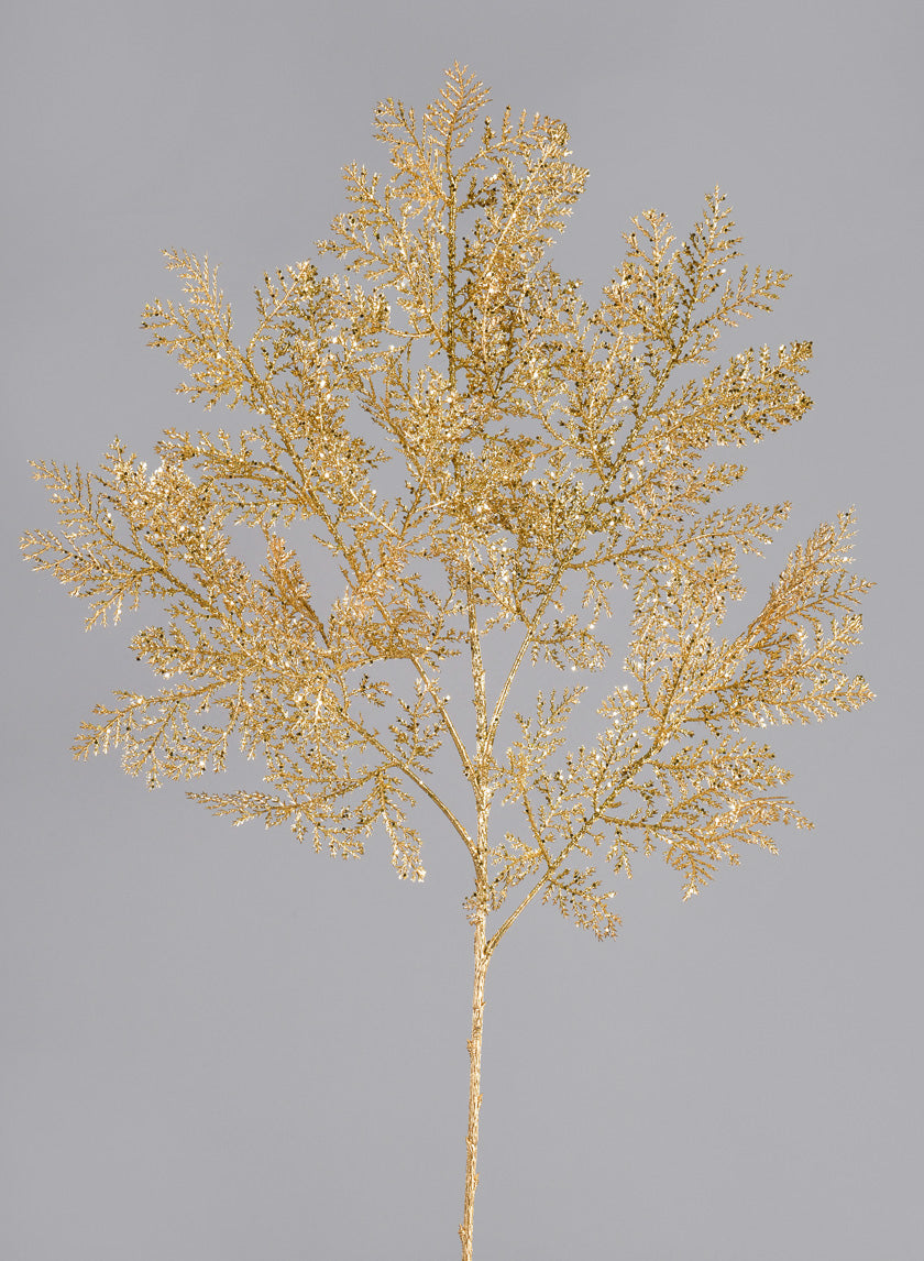 30in Long Glitter Painted Cypress Leave Spray Decor Jamali-garden