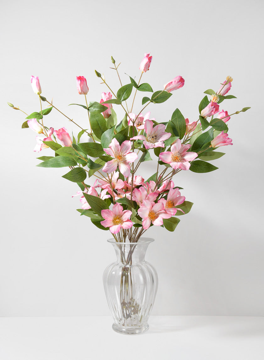 32.5in Long Pink Clematis Spray Decor Jamali-garden