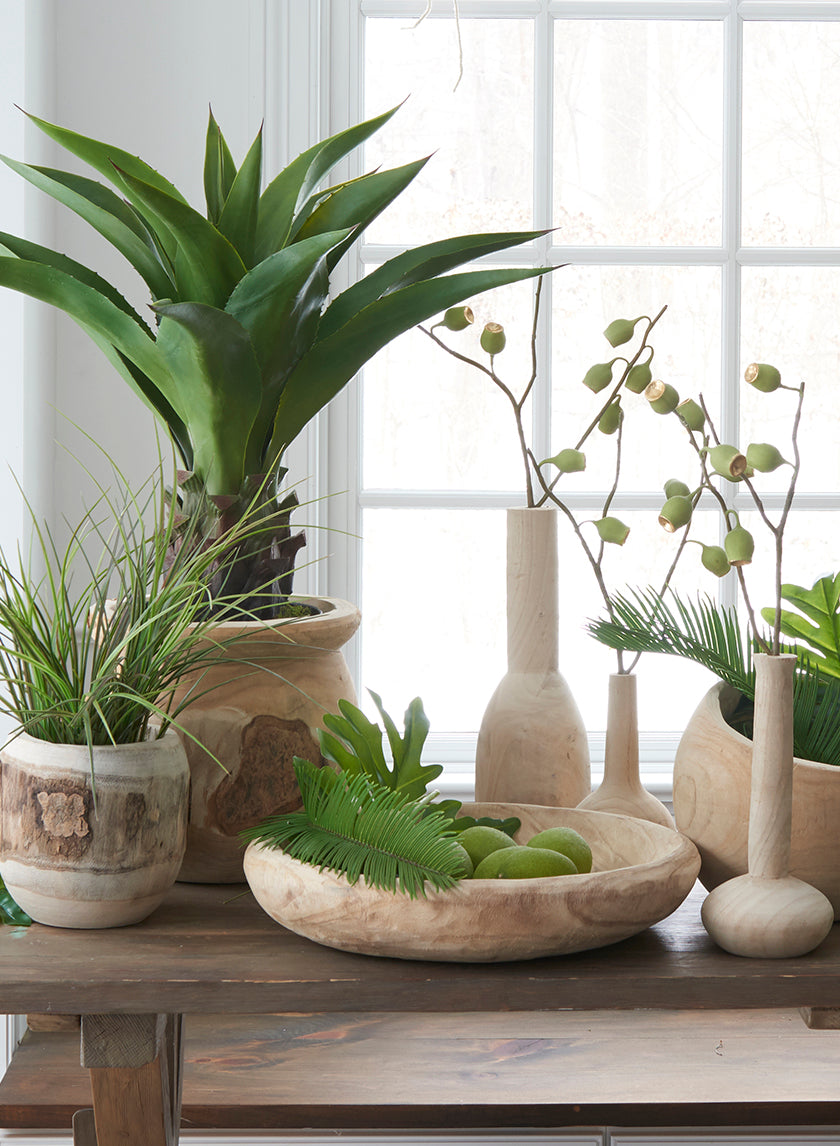 Round Paulownia Wood Tray Decor Jamali-garden