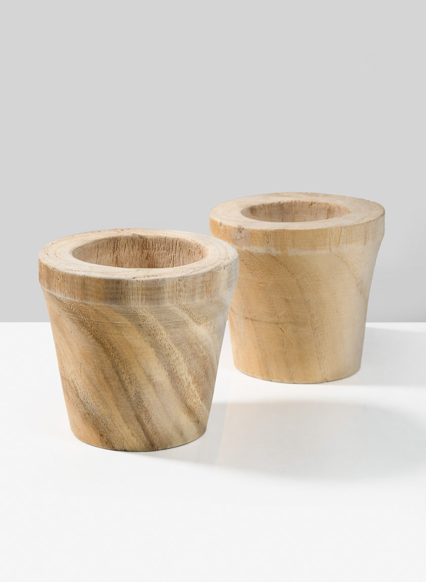 4.5in Tall Paulownia Wood Pot Decor Jamali-garden