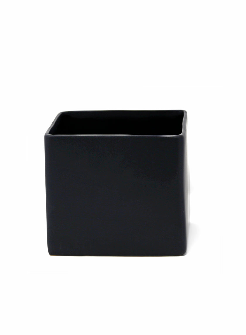 5in Tall Matte Black Ceramic Cube Decor Jamali-garden