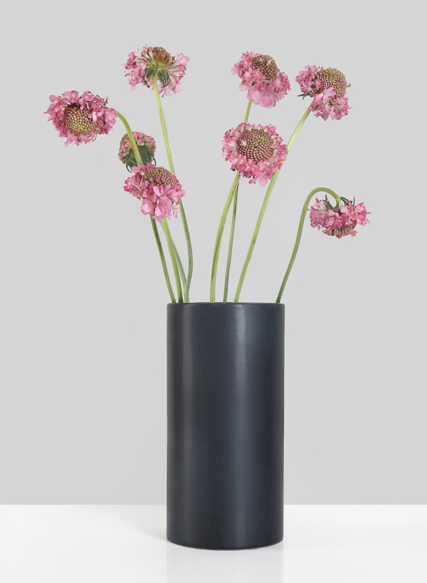 8in Tall Matte Black Round Ceramic Vase Decor Jamali-garden