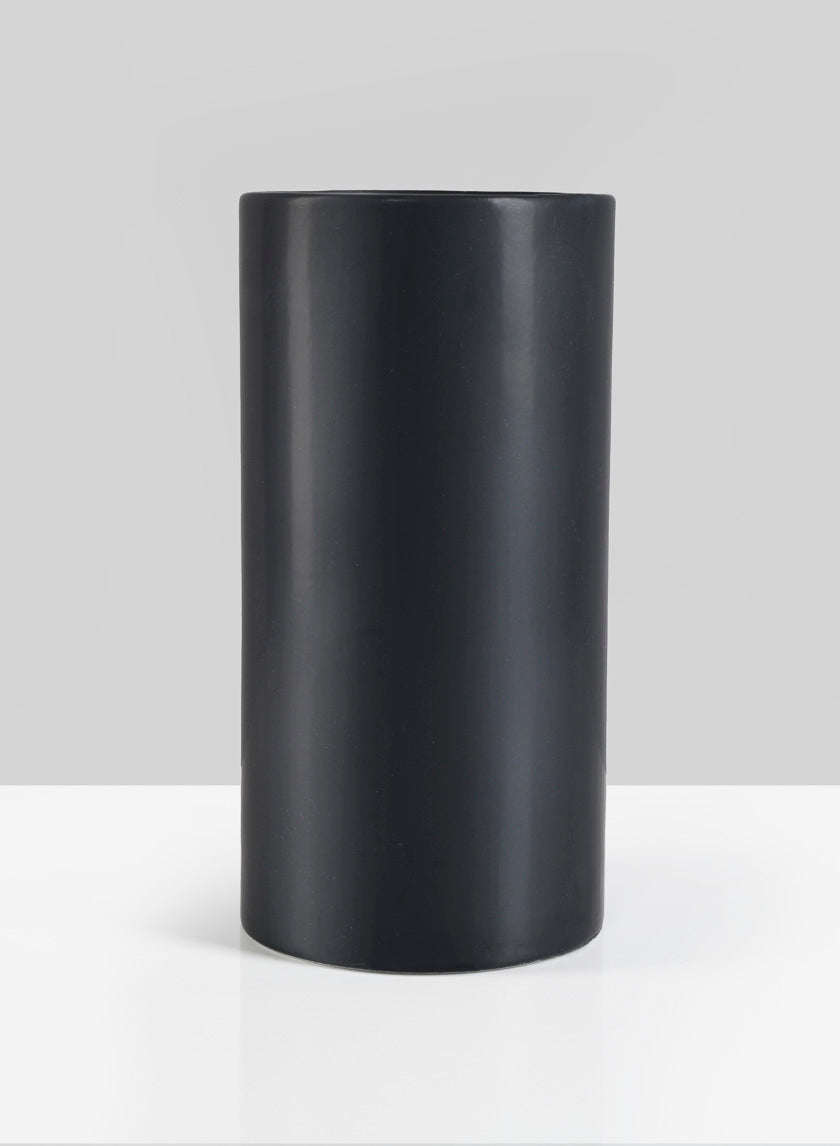 8in Tall Matte Black Round Ceramic Vase Decor Jamali-garden