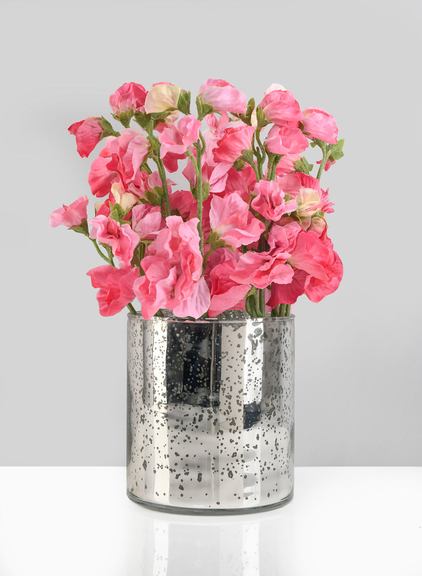 4.75in Tall Antique Silver Glass Cylinder Decor Jamali-garden