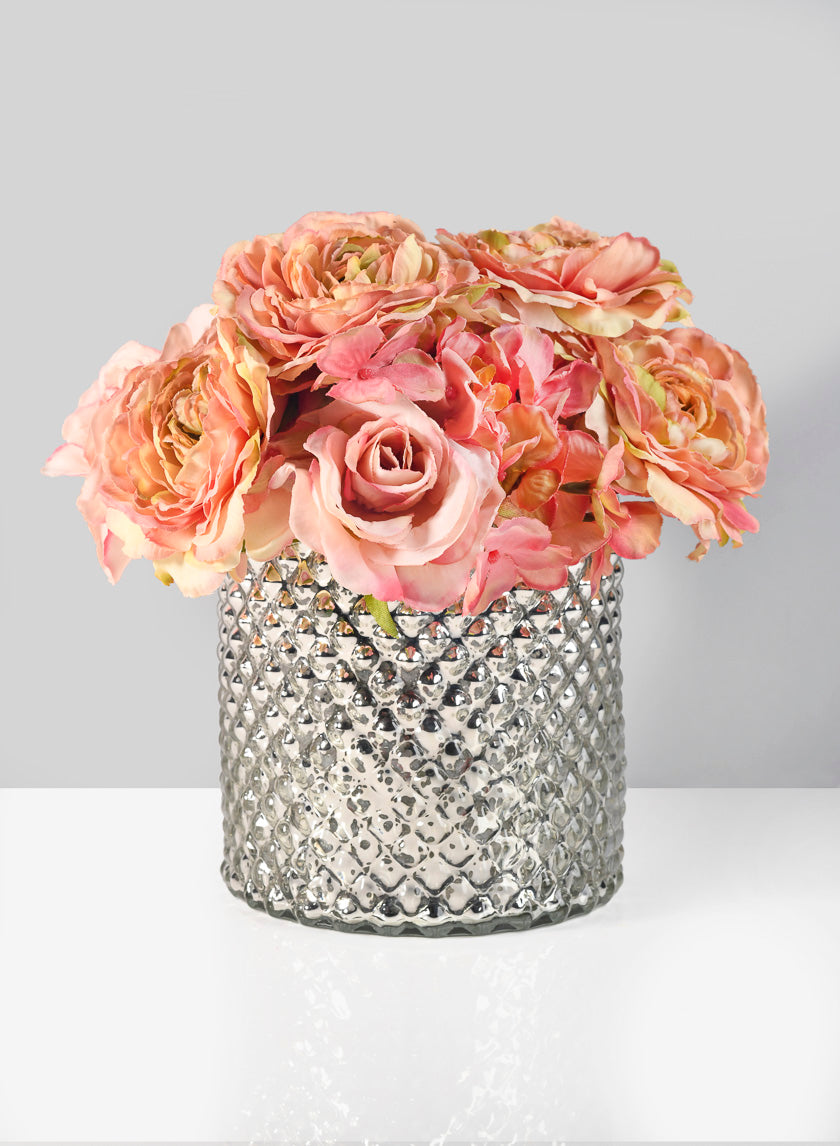 Antique Silver Hobnail Glass Vases Decor Jamali-garden