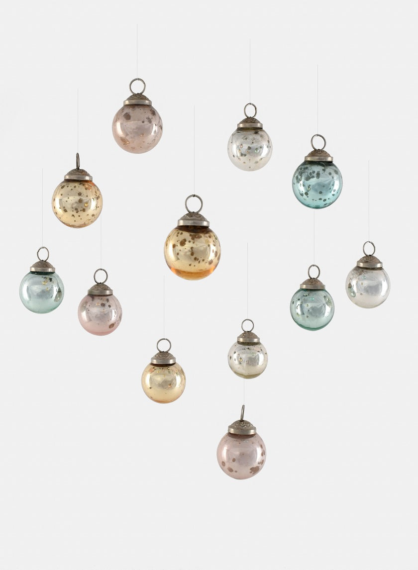 1in Round Mixed Color Vintage Holiday Mini Ball Ornaments Decor Jamali-garden