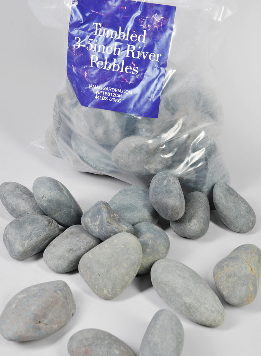 44lbs, Tumbled 3-5inch River Stones Decor Jamali-garden