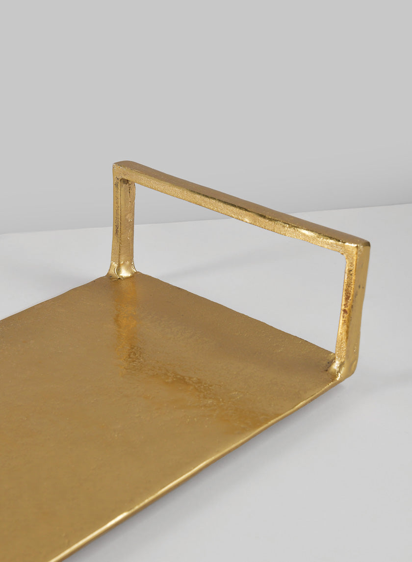 14in Long Atelier Deco Tray, Old Gold Decor Jamali-garden