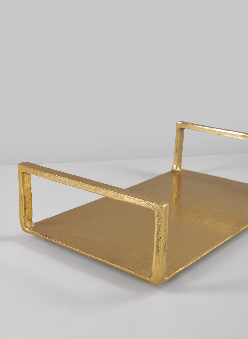 14in Long Atelier Deco Tray, Old Gold Decor Jamali-garden