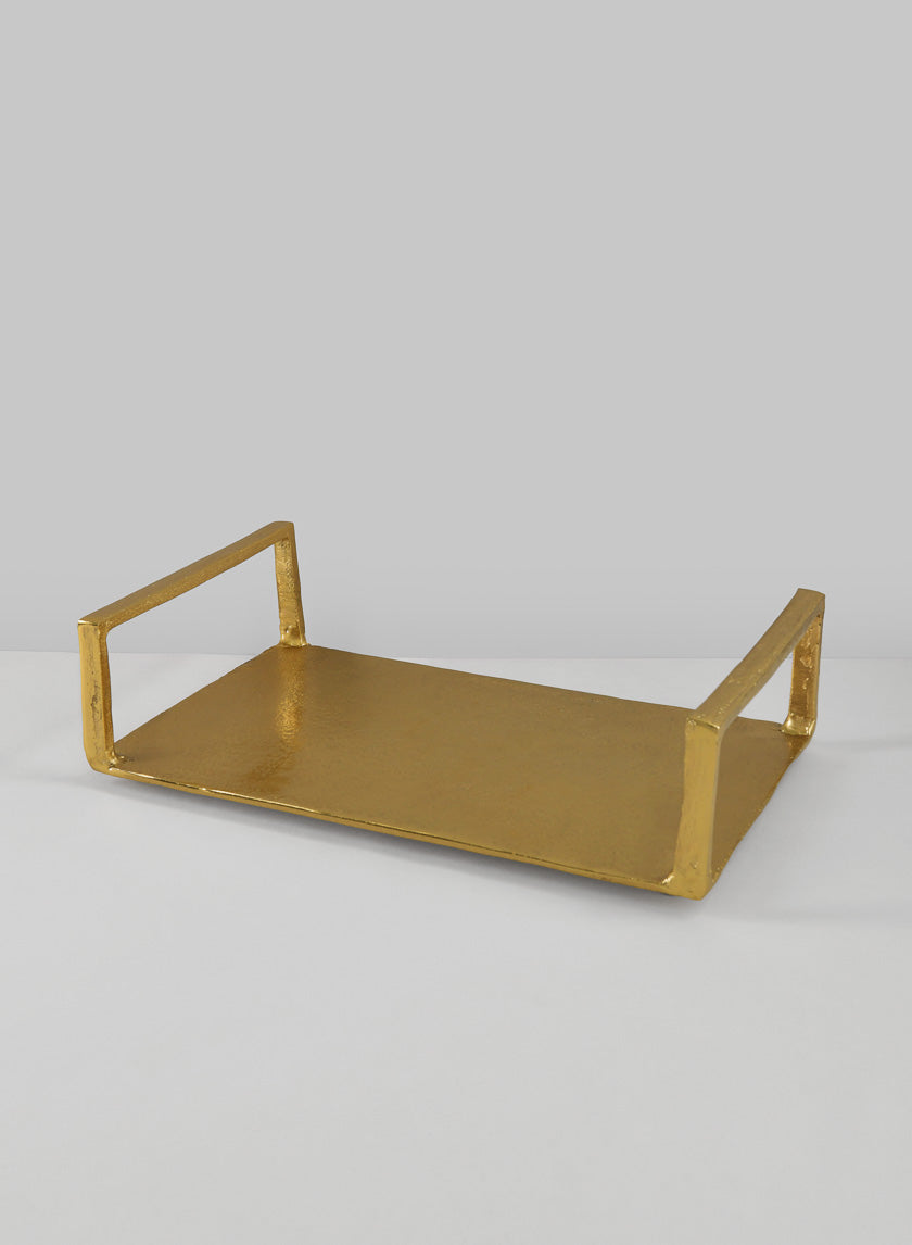 14in Long Atelier Deco Tray, Old Gold Decor Jamali-garden