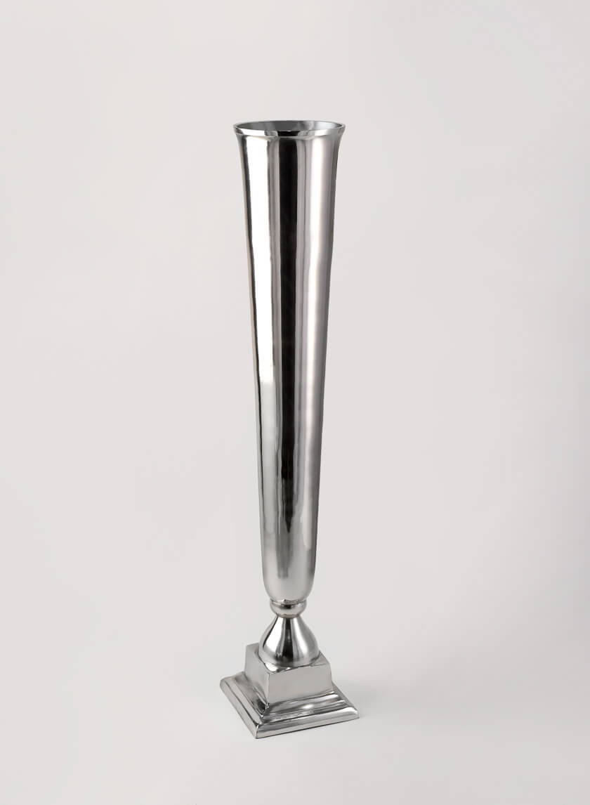 31.5in Tall Nickel Trumpet Vase Decor Jamali-garden