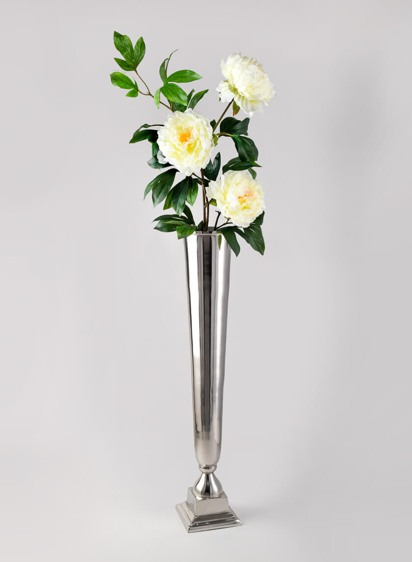 31.5in Tall Nickel Trumpet Vase Decor Jamali-garden