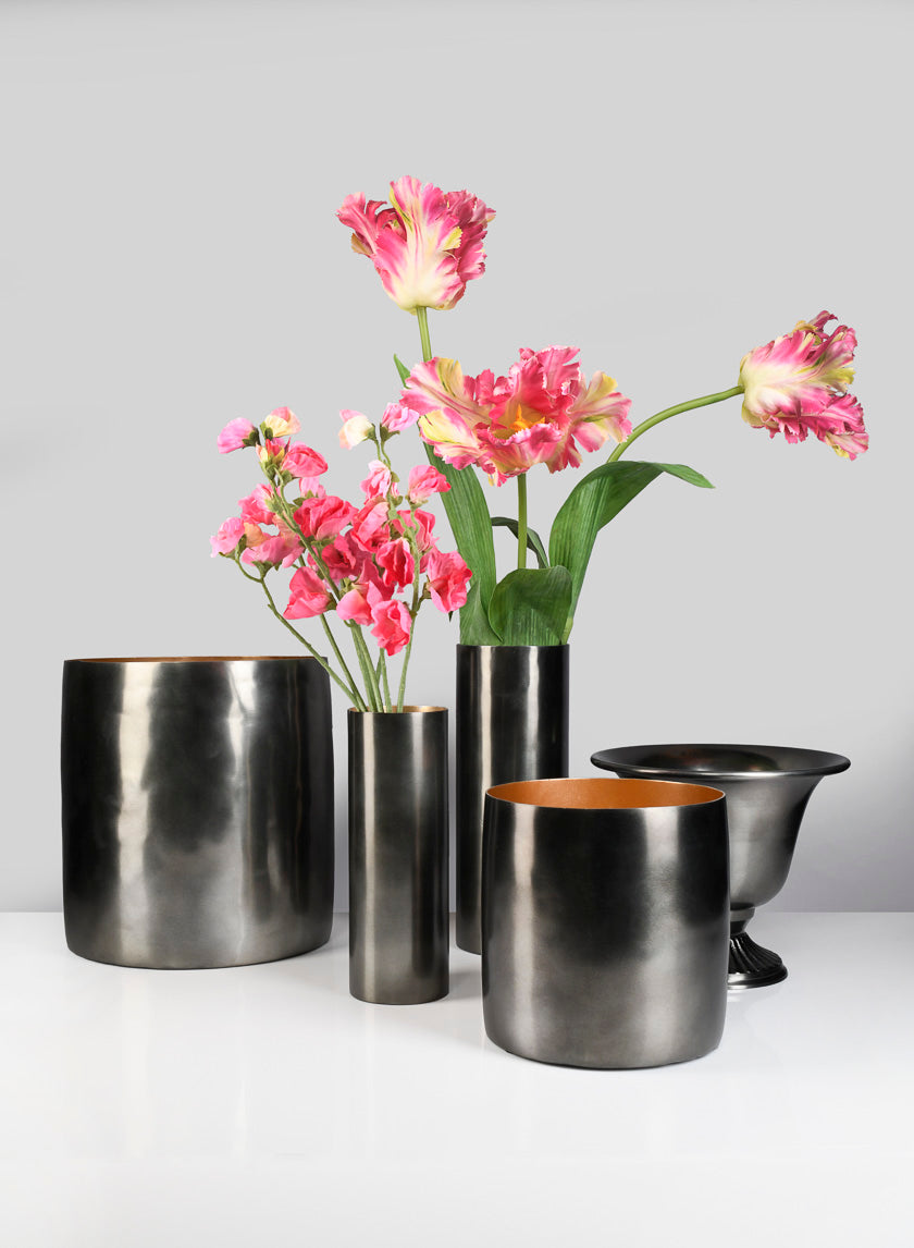 6.25in Tall Nairobi Small Black Nickel Vase Decor Jamali-garden