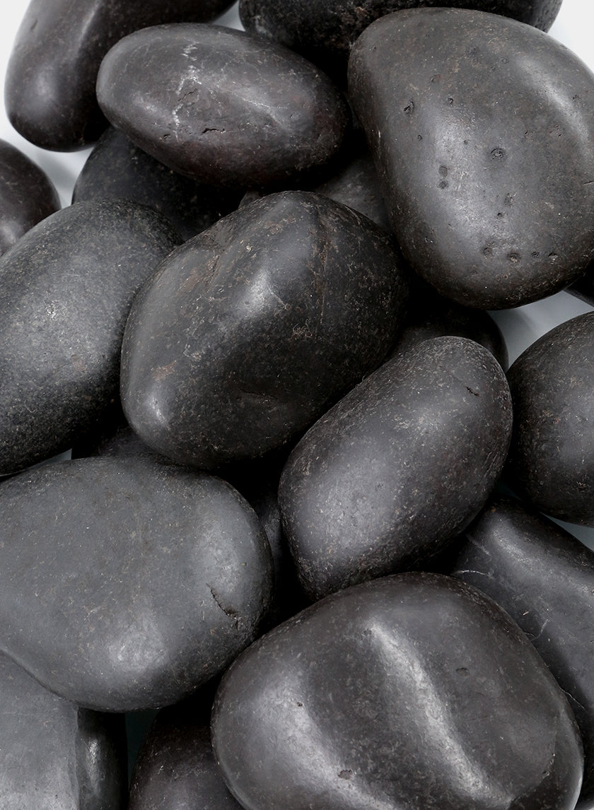 3-5in Large Polished Black River Stones, 44lbs Decor Jamali-garden