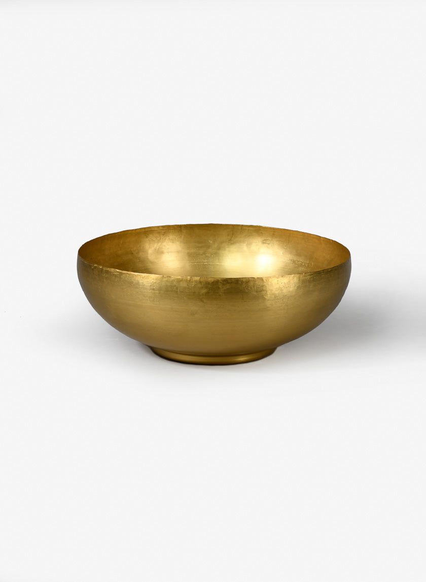 12in Wide Antique Raw Brass Bowl Decor Jamali-garden