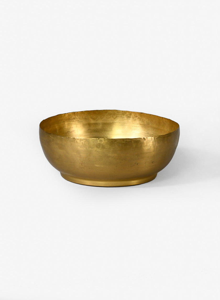 7.5in Wide Antique Raw Brass Bowl Decor Jamali-garden