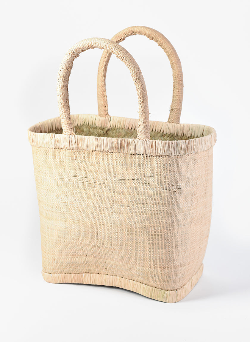 16in Tall Natural Raffia Bag with Natural Border Decor Jamali-garden