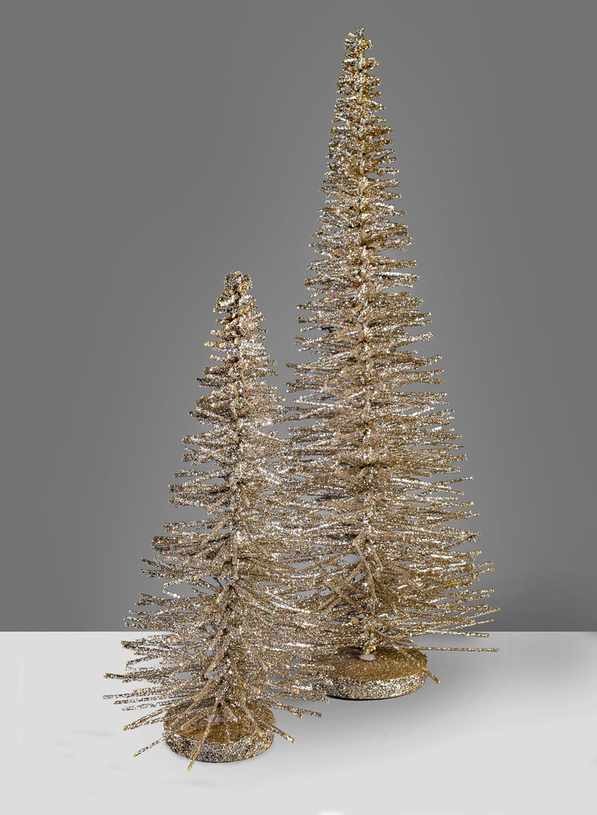 20in Tall Rose &amp; Platinum Glitter Twig Tabletop Tree Decor Jamali-garden
