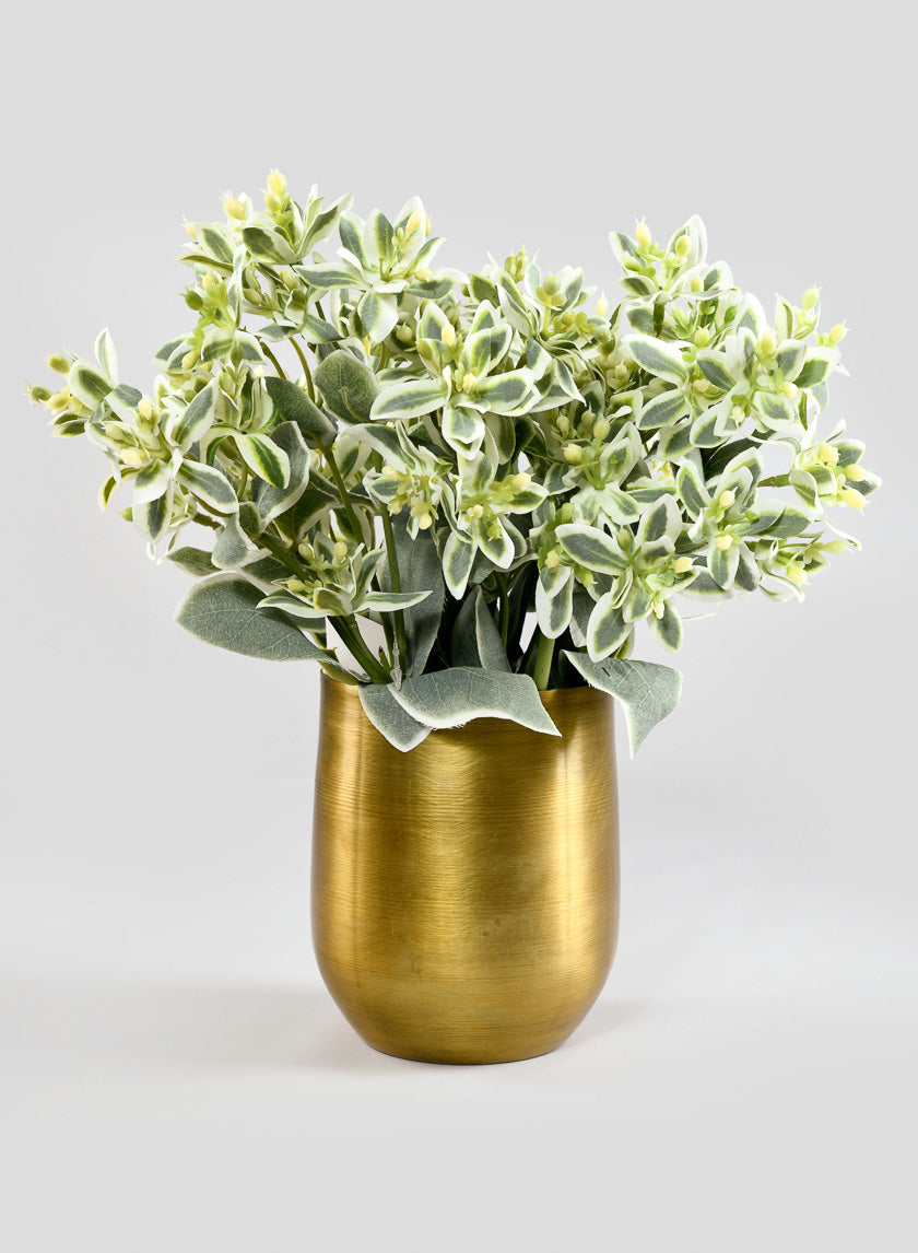 18in Long White &amp; Green Eucalyptus Spray Decor Jamali-garden
