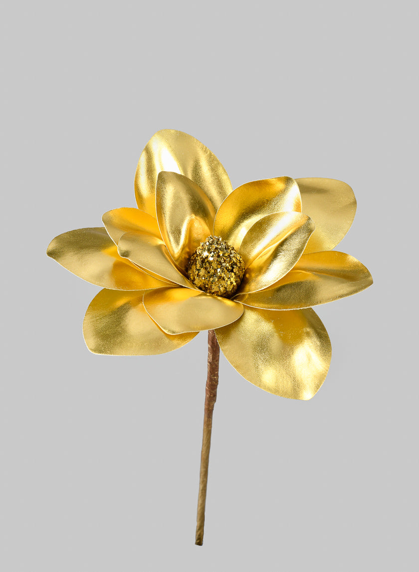 13 1/2in Yellow Gold Magnolia Spray Decor Jamali-garden