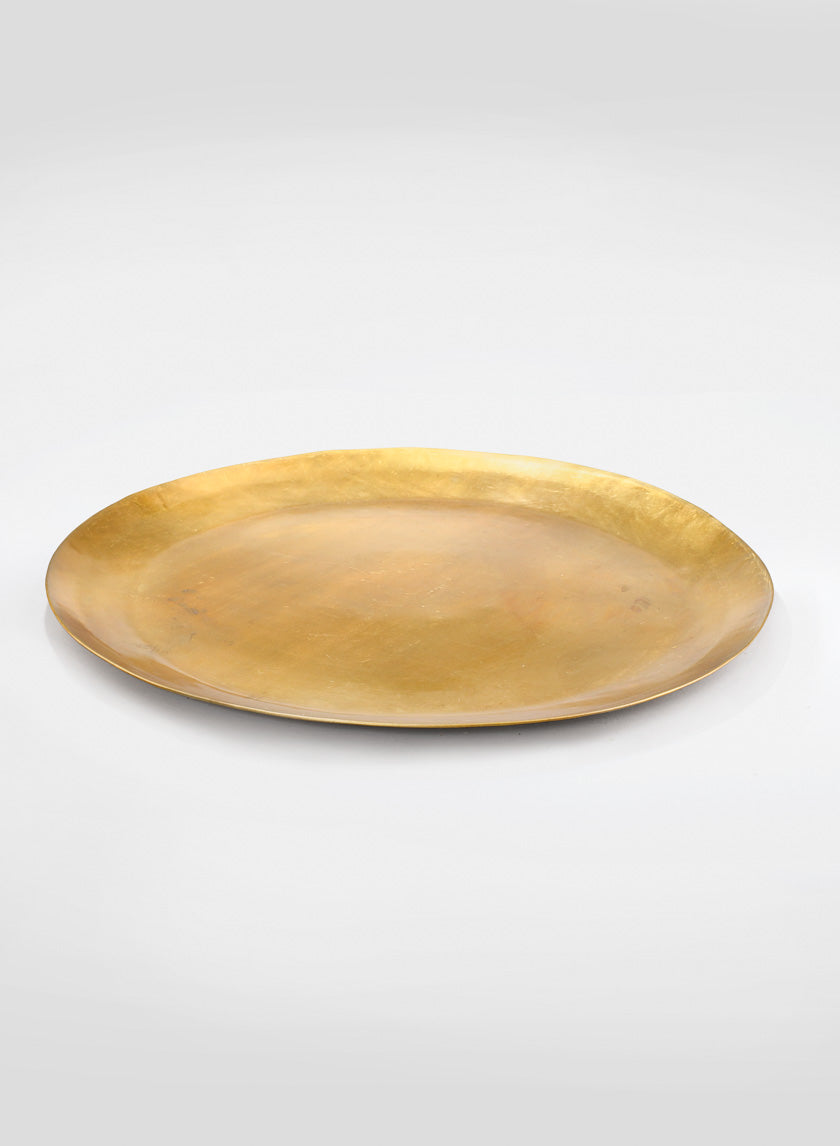 16.5in Wide Round Raw Brass Tray Decor Jamali-garden