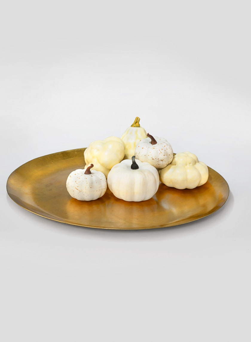 3in / 3.75in Wide Assorted Harvest White Pumpkins Decor Jamali-garden