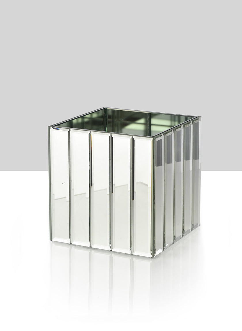 Mirror Strips Cube Glass Vases Decor Jamali-garden