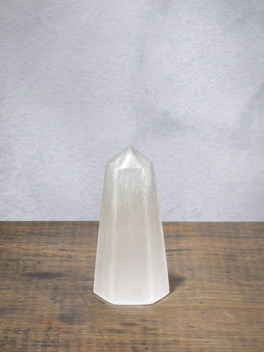 6in Moroccan Selenite Obelisk Decor Jamali-garden