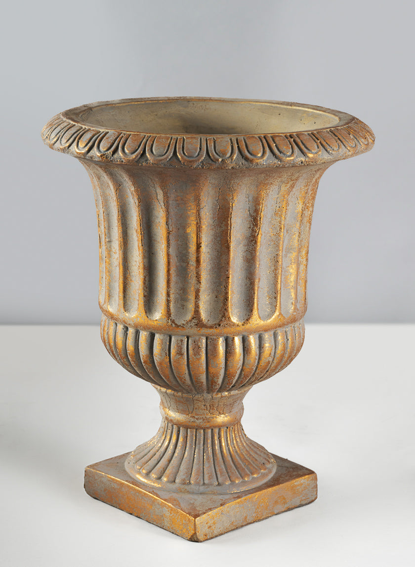 Avignon Antique Gold Leaf Cement Urn Decor Jamali-garden