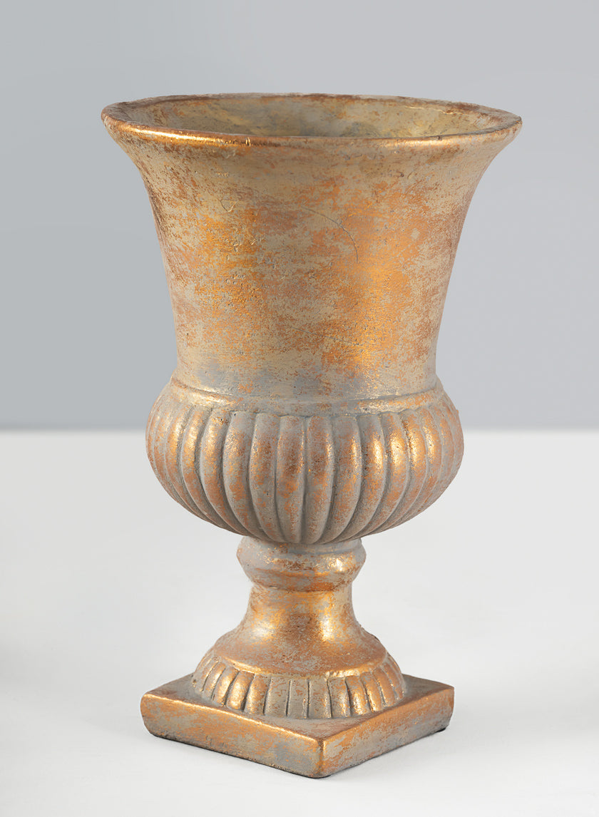 Avignon Antique Gold Leaf Cement Urn Decor Jamali-garden