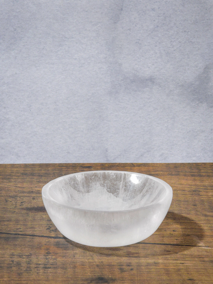 4in Wide Selenite Glass Bowl Decor Jamali-garden