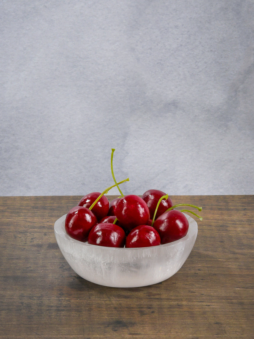 4in Wide Selenite Glass Bowl Decor Jamali-garden