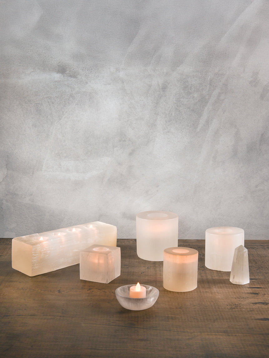 6in Moroccan Selenite Obelisk Decor Jamali-garden