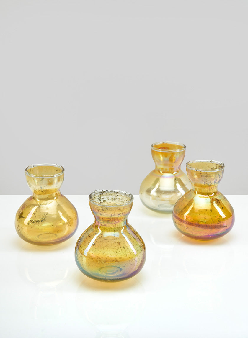 4in Tall Toulouse Amber Vintage Glass Bud Vase Decor Jamali-garden