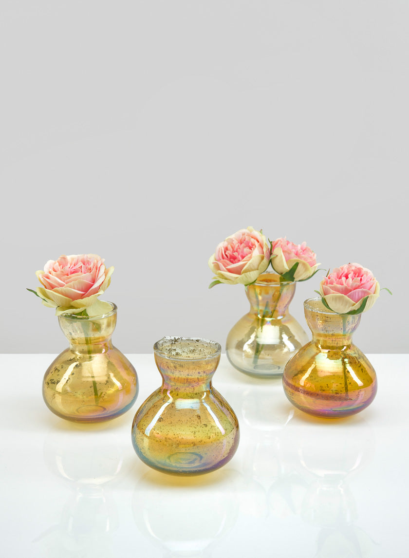 4in Tall Toulouse Amber Vintage Glass Bud Vase Decor Jamali-garden