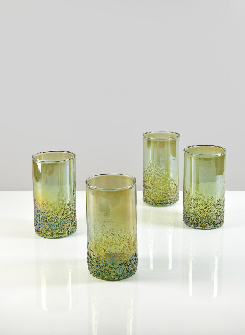 6in Tall Strasbourg Speckled Green Luster Glass Cylinder Decor Jamali-garden