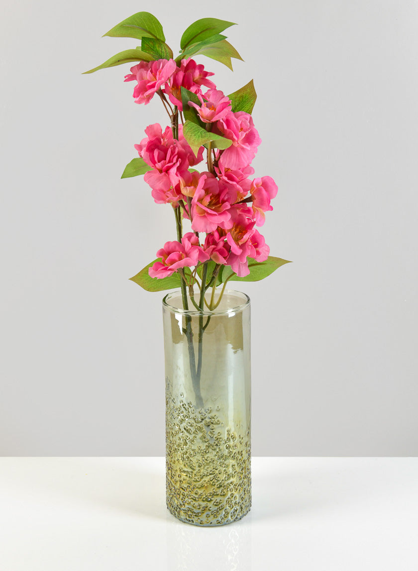 8in Tall Strasbourg Speckled Green Luster Glass Cylinder Decor Jamali-garden